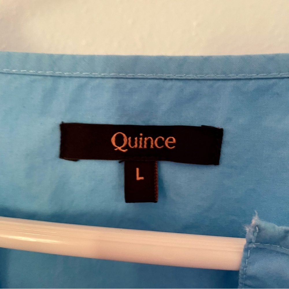 Quince Sky Blue Short Puff Sleeve Mini Dress - Picture 6 of 15